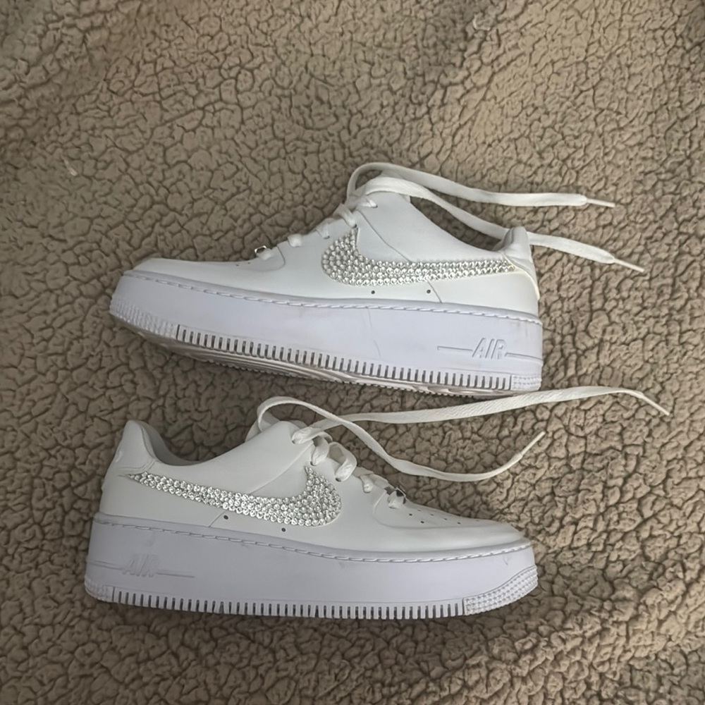 Nike White and Silver Women's Sneakers